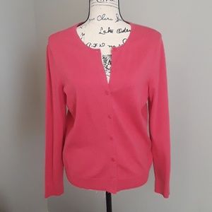 Pink cardigan sweater